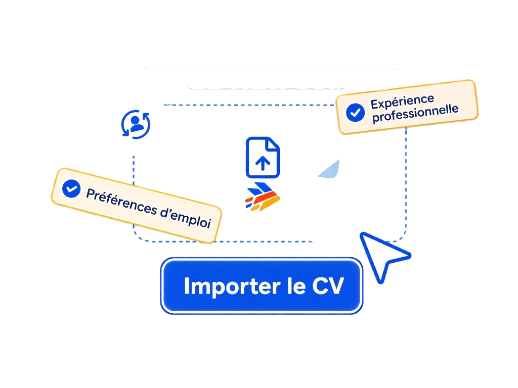 Import de CV et configuration du profil avec expérience et préférences d'emploi